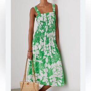 Sz M Rails Seville Dress in Green Lotus Print cotton poplin